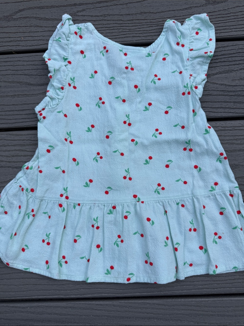 Cat & Jack Light Blue Cherry Button-Front Ruffle Top - Picture 3 of 3
